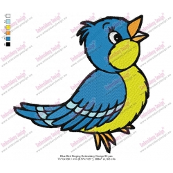 Blue Bird Singing Embroidery Design 02